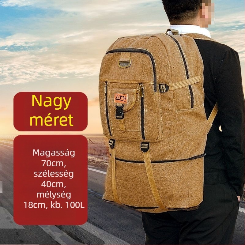 Corduroy külsővel és vászon bélésű utazó hátizsák, uniszex, kerékpározáshoz, nagy kapacitás