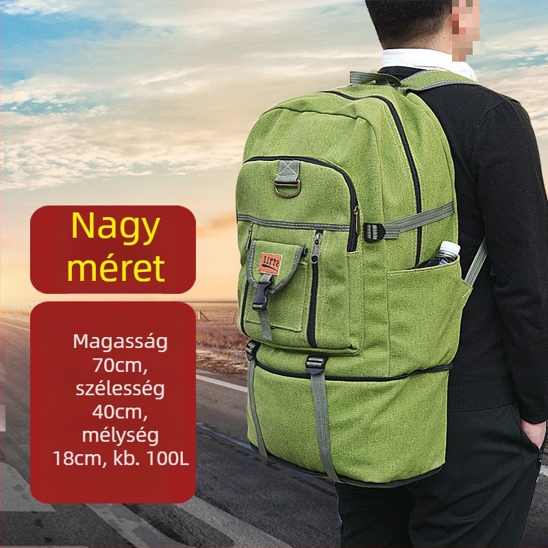 Corduroy külsővel és vászon bélésű utazó hátizsák, uniszex, kerékpározáshoz, nagy kapacitás