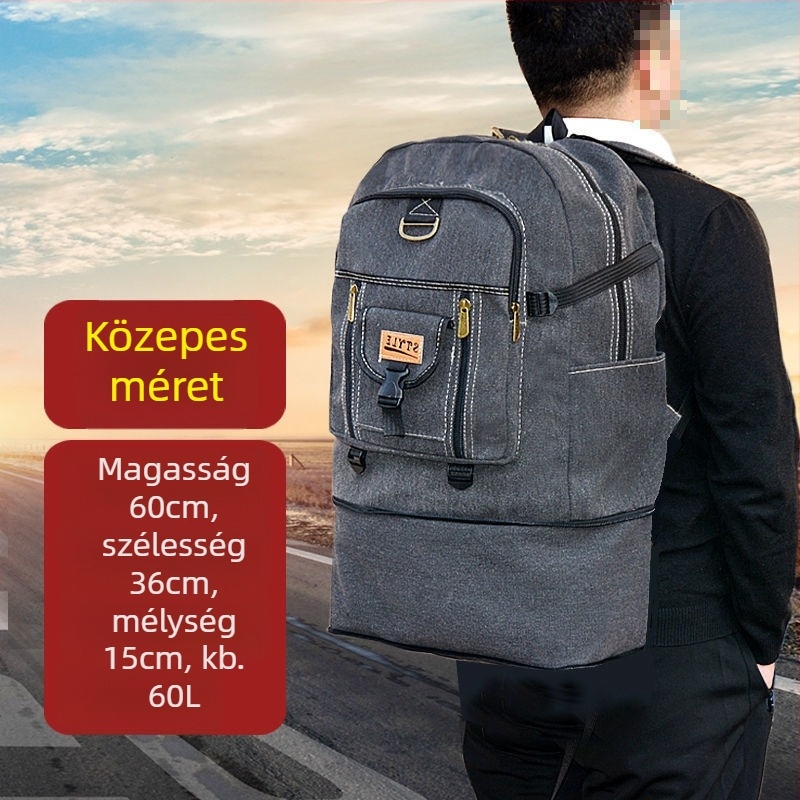 Corduroy külsővel és vászon bélésű utazó hátizsák, uniszex, kerékpározáshoz, nagy kapacitás