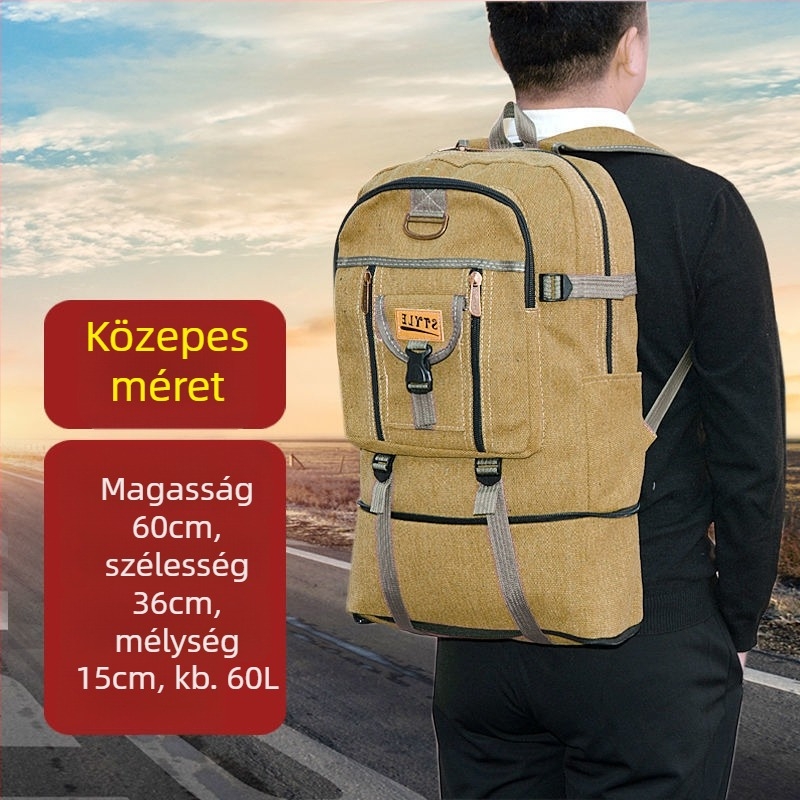 Corduroy külsővel és vászon bélésű utazó hátizsák, uniszex, kerékpározáshoz, nagy kapacitás