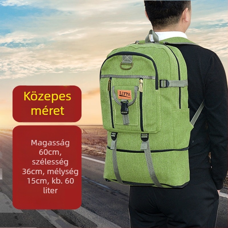 Corduroy külsővel és vászon bélésű utazó hátizsák, uniszex, kerékpározáshoz, nagy kapacitás