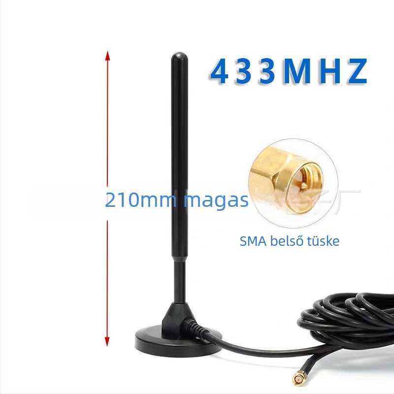 4G/5G antenna szívófejjel és rézrúddal, 433 MHz, teljes frekvenciaskála