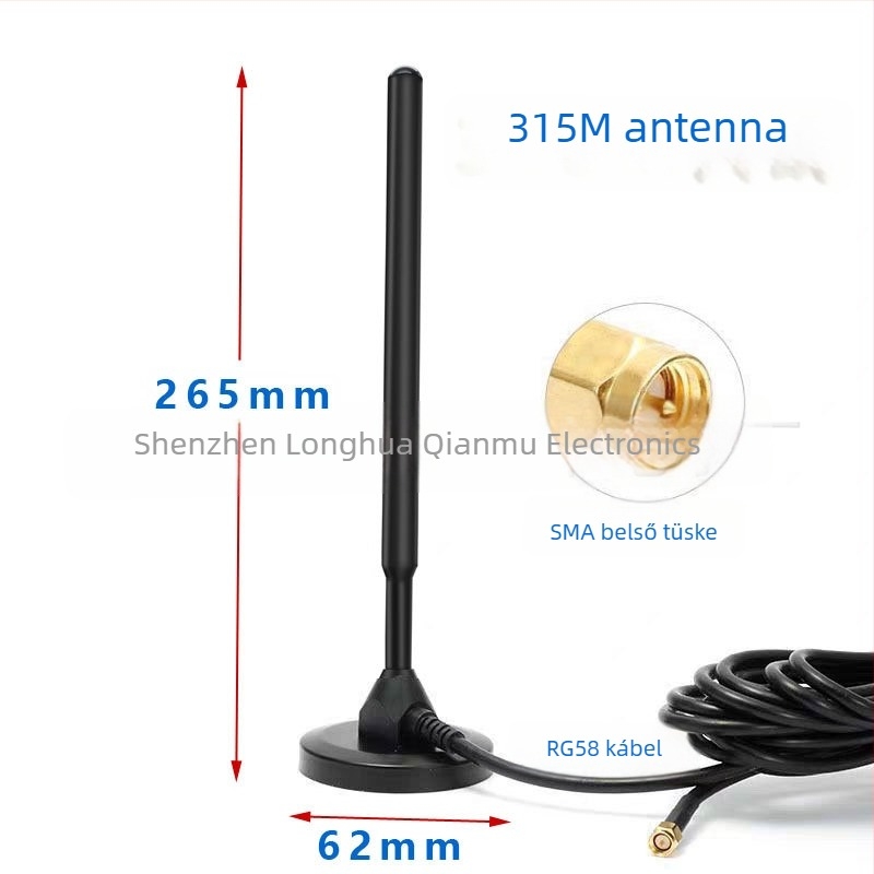 4G/5G antenna szívófejjel és rézrúddal, 433 MHz, teljes frekvenciaskála