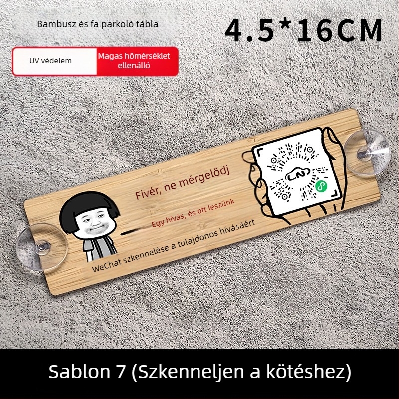 Fa autóparkolótábla QR-kóddal és privát számmal, testreszabható, márka BOSIVPWSSY, modell: fa STOP tábla