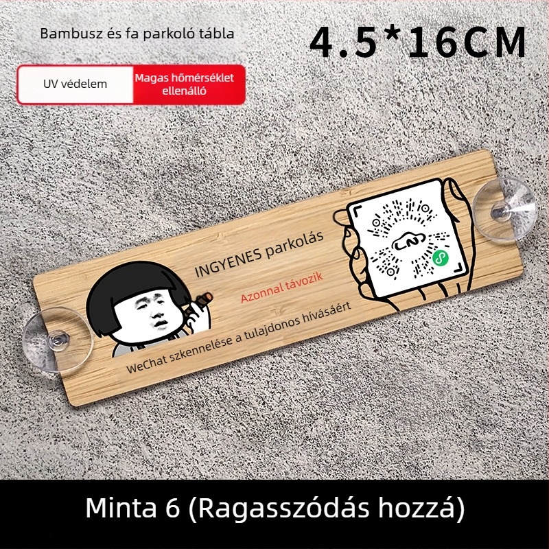 Fa autóparkolótábla QR-kóddal és privát számmal, testreszabható, márka BOSIVPWSSY, modell: fa STOP tábla