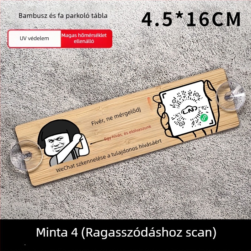 Fa autóparkolótábla QR-kóddal és privát számmal, testreszabható, márka BOSIVPWSSY, modell: fa STOP tábla