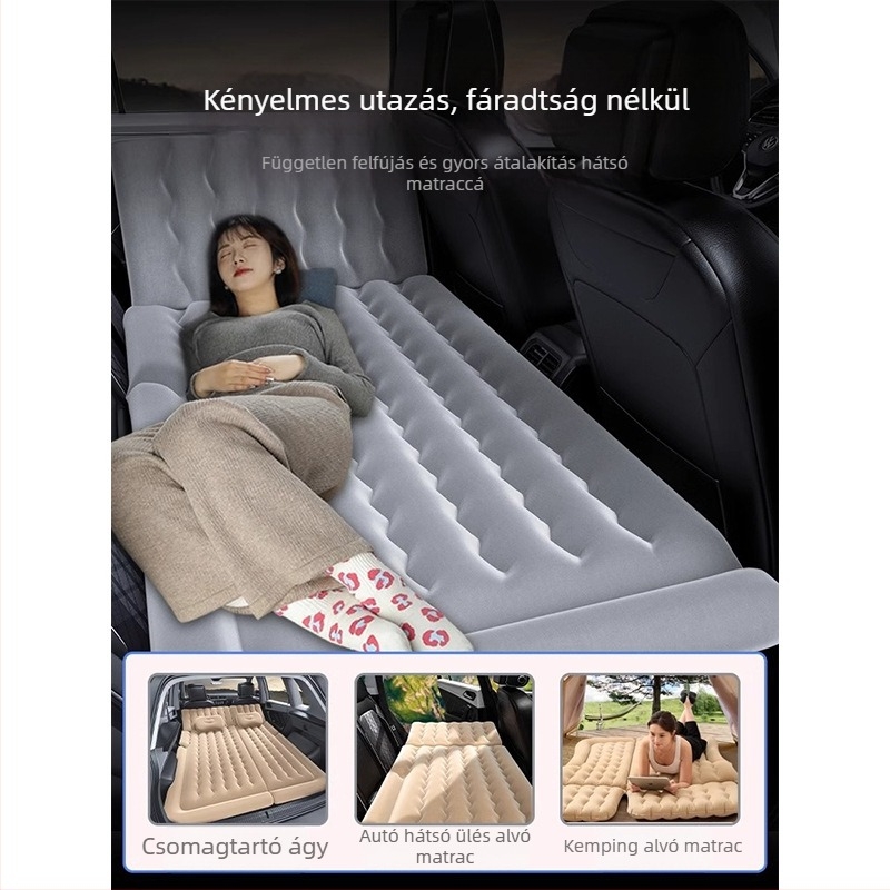 Yishui autóba felfújható ágy SUV-hez és autóhoz — PVC flocking felület, automatikus felfújás, 3 kg, teherbírás 300 kg, universalus illeszkedés