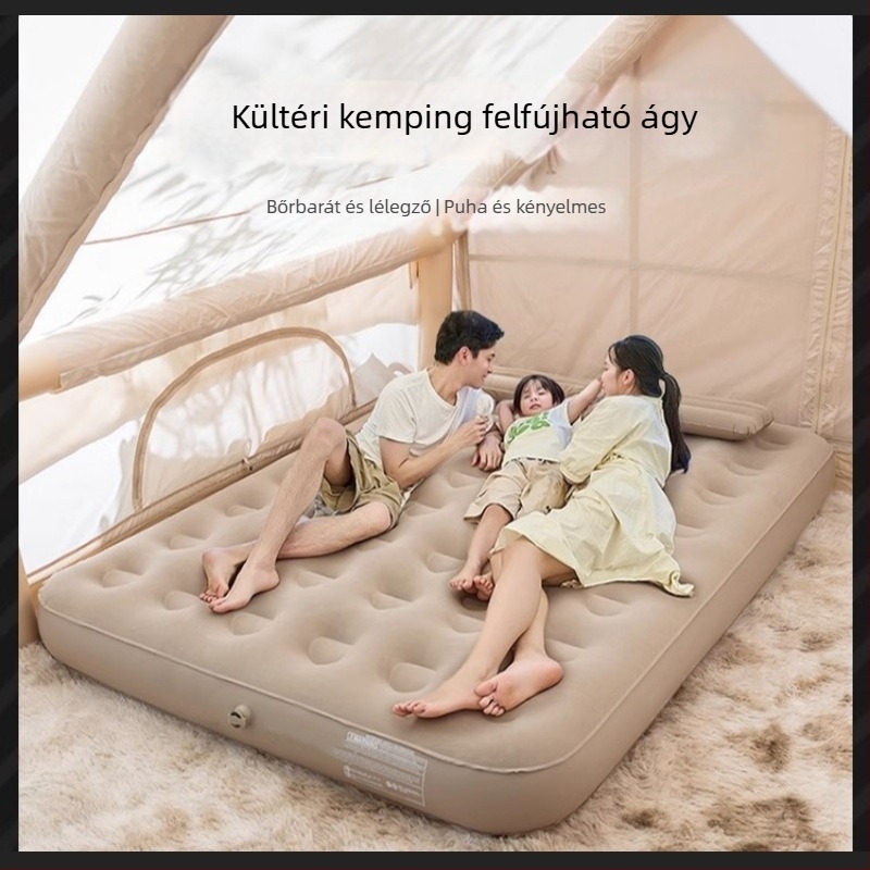 Kültéri automatikus felhúzható matrac egy- vagy kétszemélyes, összecsukható kemping matrac, felülete kompozit szövet