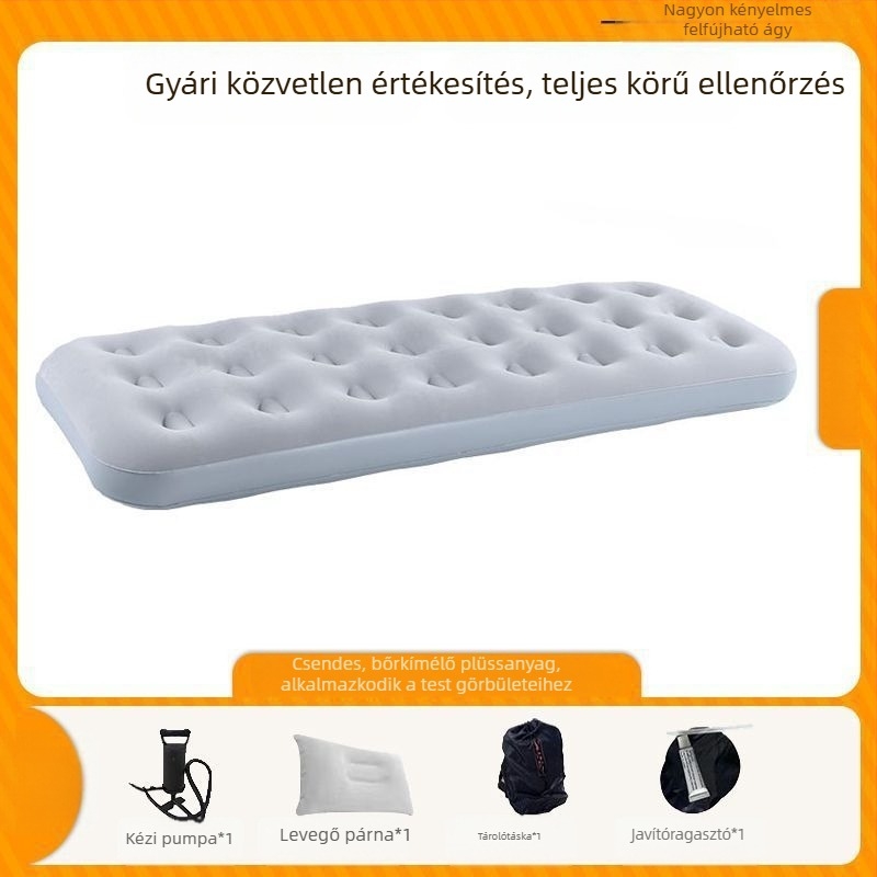 Kültéri automatikus felhúzható matrac egy- vagy kétszemélyes, összecsukható kemping matrac, felülete kompozit szövet