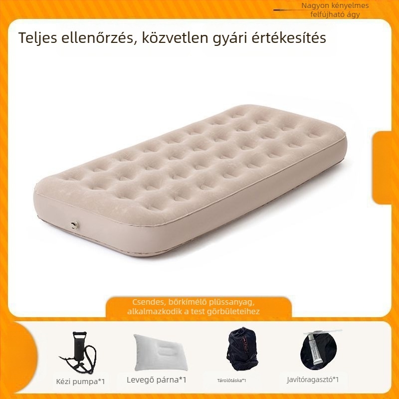 Kültéri automatikus felhúzható matrac egy- vagy kétszemélyes, összecsukható kemping matrac, felülete kompozit szövet