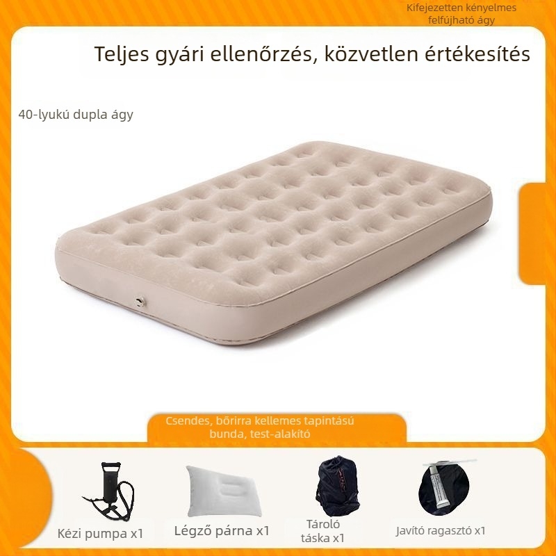 Kültéri automatikus felhúzható matrac egy- vagy kétszemélyes, összecsukható kemping matrac, felülete kompozit szövet