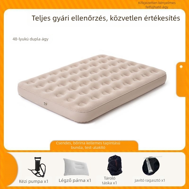 Kültéri automatikus felhúzható matrac egy- vagy kétszemélyes, összecsukható kemping matrac, felülete kompozit szövet