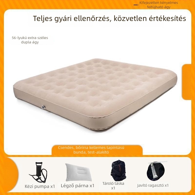 Kültéri automatikus felhúzható matrac egy- vagy kétszemélyes, összecsukható kemping matrac, felülete kompozit szövet