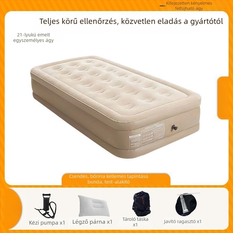 Kültéri automatikus felhúzható matrac egy- vagy kétszemélyes, összecsukható kemping matrac, felülete kompozit szövet