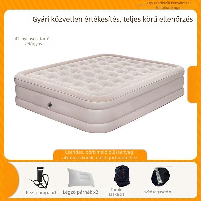 Kültéri automatikus felhúzható matrac egy- vagy kétszemélyes, összecsukható kemping matrac, felülete kompozit szövet