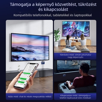 Vezeték nélküli képernyő-tükröző vevő HDMI-kimenettel, 4K, mobiltelefonokra, tabletekre és laptopokra — 2025-ös modell