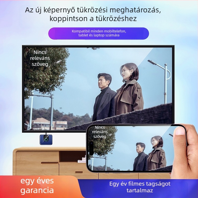 Vezeték nélküli képernyő-tükröző vevő HDMI-kimenettel, 4K, mobiltelefonokra, tabletekre és laptopokra — 2025-ös modell