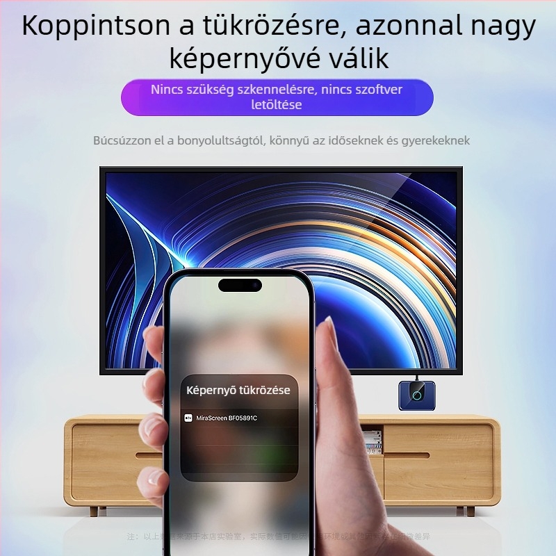 Vezeték nélküli képernyő-tükröző vevő HDMI-kimenettel, 4K, mobiltelefonokra, tabletekre és laptopokra — 2025-ös modell
