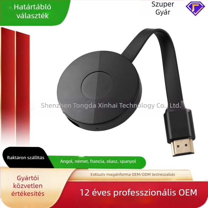 Vezeték nélküli képernyő-tükröző vevő HDMI-kimenettel, 4K, mobiltelefonokra, tabletekre és laptopokra — 2025-ös modell