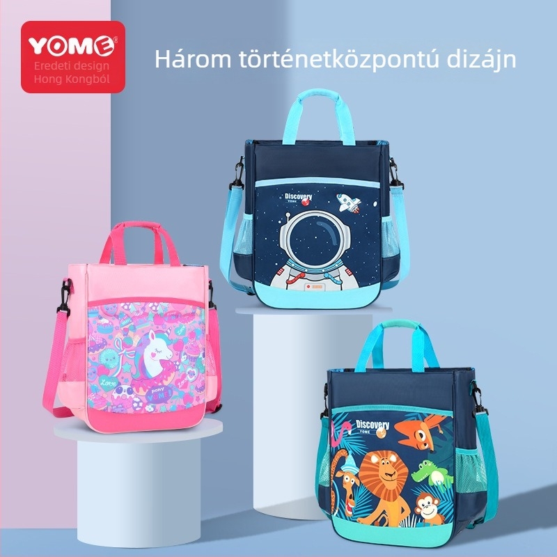 Yome PU anyagú tanulótáska általános iskolába - állat mintás, uniszex, poliészter bélés, több rekesz