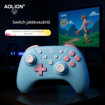 Játékvezérlő Bluetooth-szal, Type-C-vel, mozgásérzékelés és vibráció, Switch/PC/iOS/Android-kompatibilis.