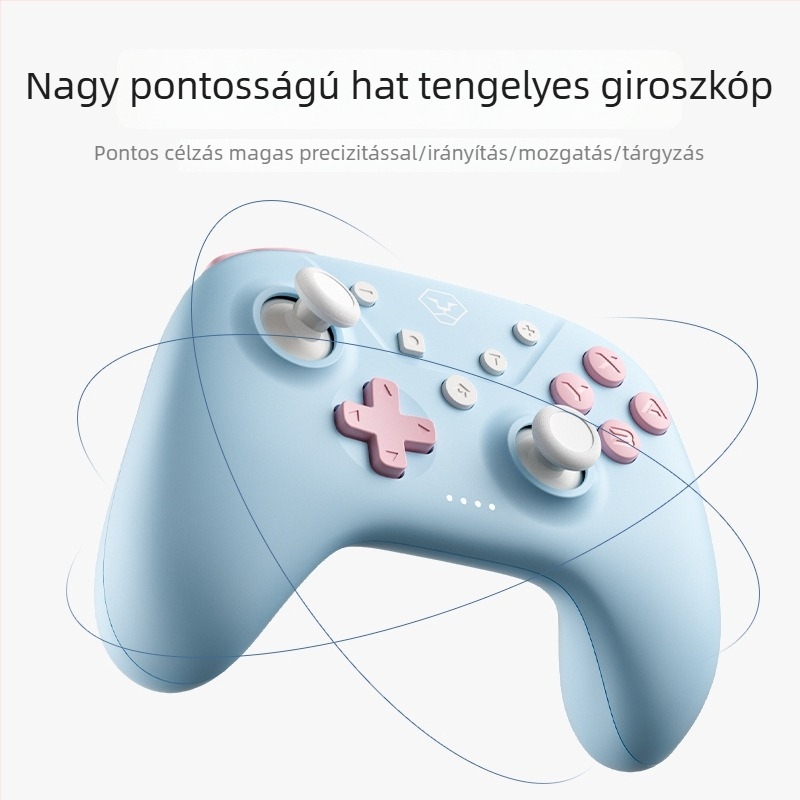 Játékvezérlő Bluetooth-szal, Type-C-vel, mozgásérzékelés és vibráció, Switch/PC/iOS/Android-kompatibilis.