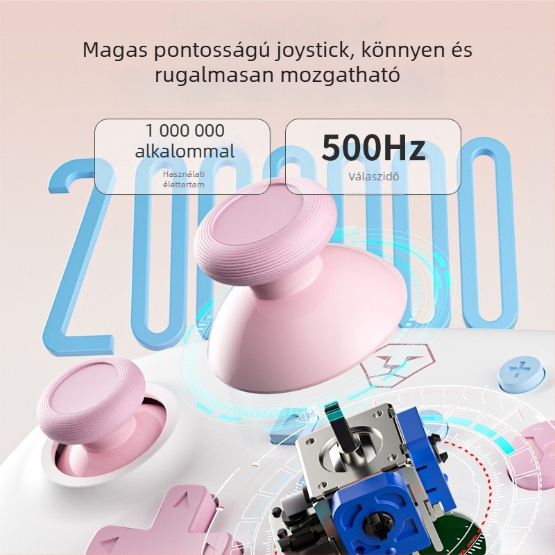 Játékvezérlő Bluetooth-szal, Type-C-vel, mozgásérzékelés és vibráció, Switch/PC/iOS/Android-kompatibilis.