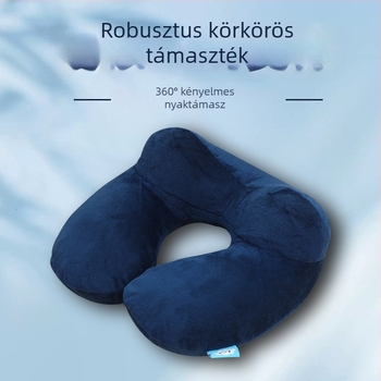 Felfújható, hordozható U‑formájú nyakpárna utazáshoz, összecsukható és mosható, autóban és irodában használható, logó opció