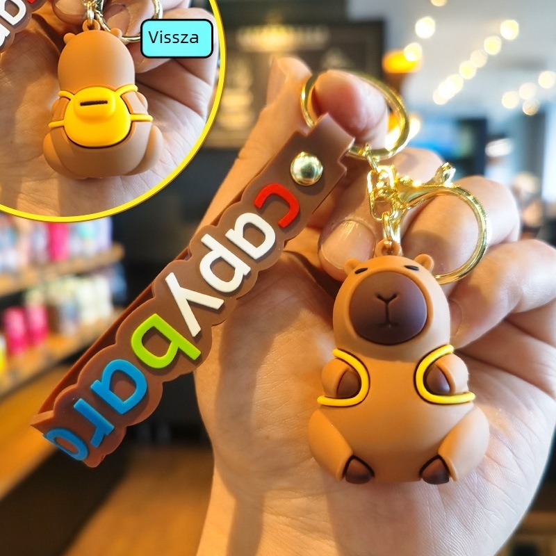 Kapibara kulcstartó – aranyos 3D plüss medál, téma fogó gép