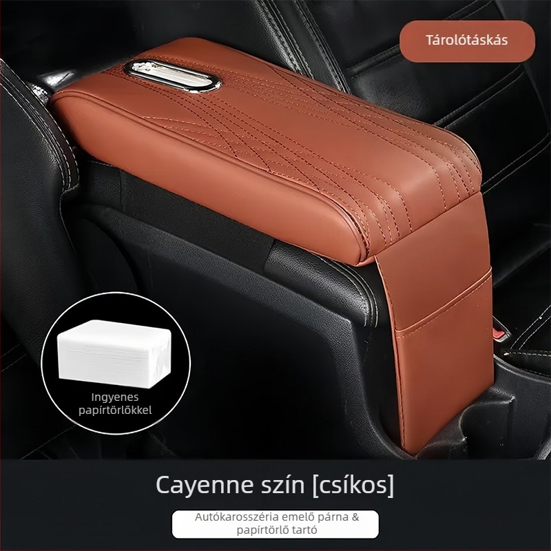 Bőr autókarosszék kartámasz párna zsebkendő tartóval, multifunkcionális, testreszabható — Xunliang Auto Supplies