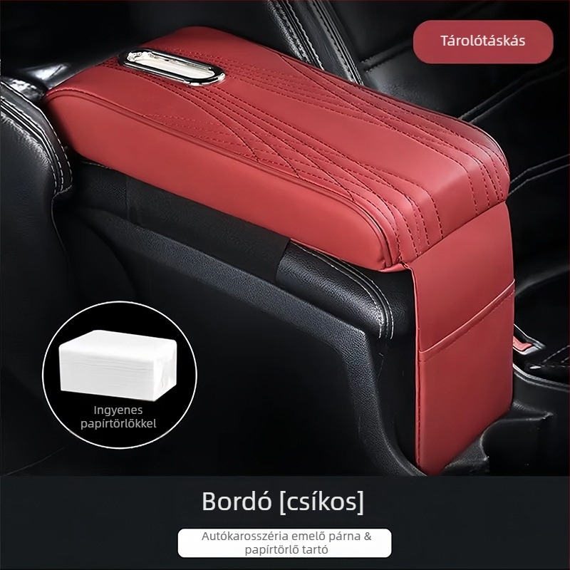 Bőr autókarosszék kartámasz párna zsebkendő tartóval, multifunkcionális, testreszabható — Xunliang Auto Supplies