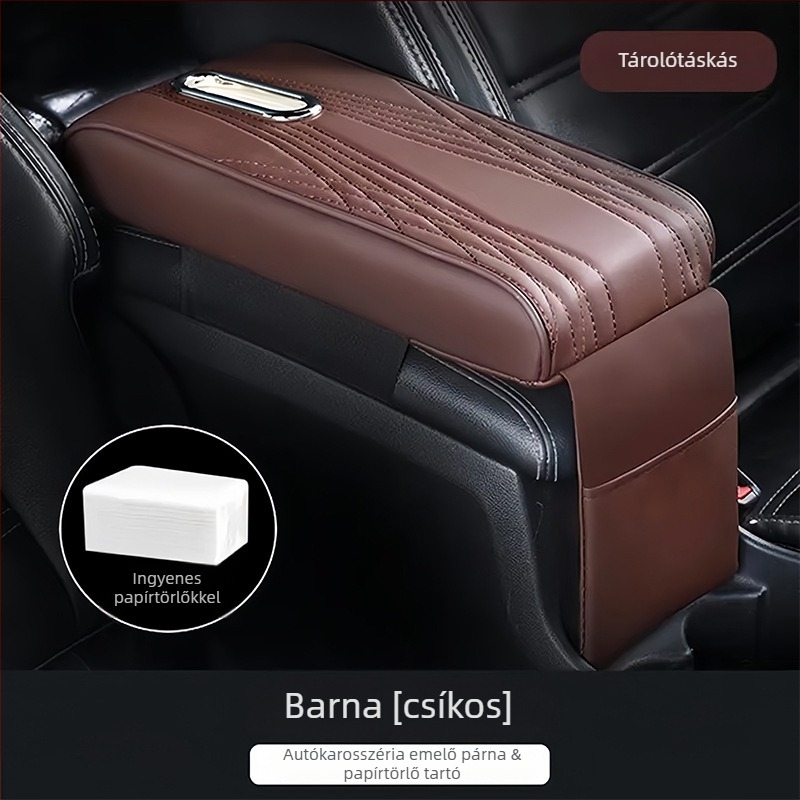 Bőr autókarosszék kartámasz párna zsebkendő tartóval, multifunkcionális, testreszabható — Xunliang Auto Supplies