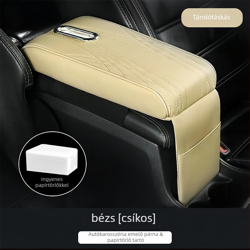 Bőr autókarosszék kartámasz párna zsebkendő tartóval, multifunkcionális, testreszabható — Xunliang Auto Supplies