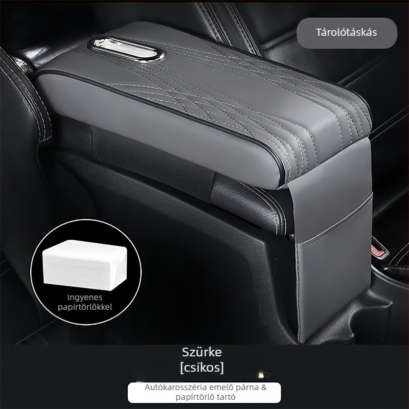 Bőr autókarosszék kartámasz párna zsebkendő tartóval, multifunkcionális, testreszabható — Xunliang Auto Supplies