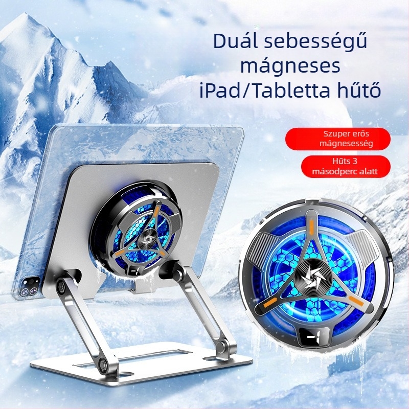 Tablettahűtő állvány TYPE-C interfésszel, szilárdtest hűtőanyag, ABS ház, vezetékes csatlakozás, kompatibilis tabletekkel/iPad-dal.