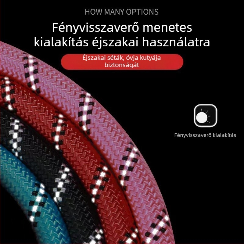 Nylonos fényvisszaverő háziállat-póráz kutyáknak és macskáknak — kopásálló, harapásálló, szakadásálló, kültéri használatra