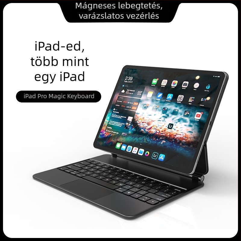 Apple iPad Pro 11/12.9 és iPad Air 11 hüvelykeshez mágneses lebegő Bluetooth billentyűzet érintéses vezérléssel