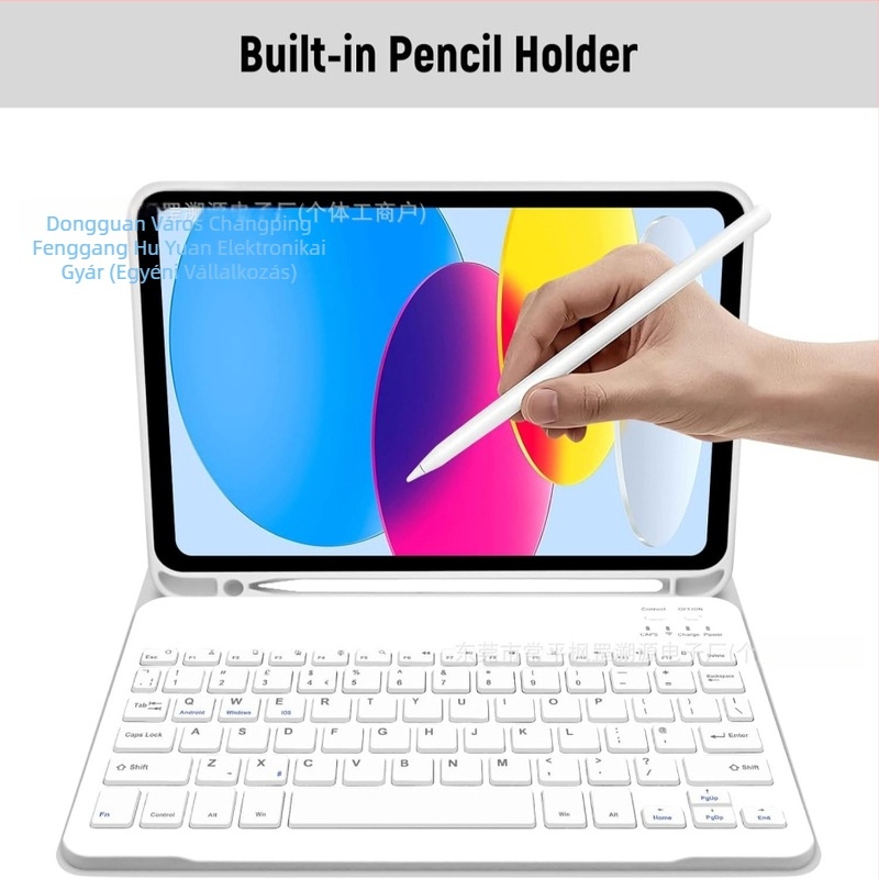 iPad 11. gen A16 bőr kivitelű védőtok mágneses Bluetooth billentyűzettel
