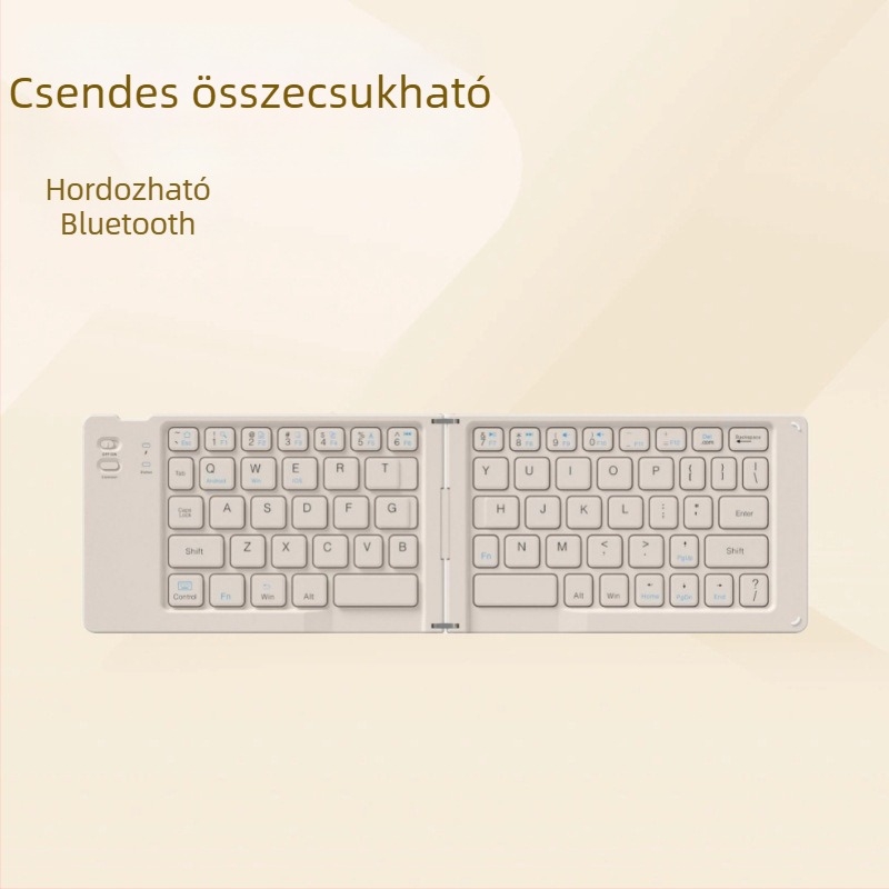 Kétoldalas összecsukható Bluetooth billentyűzet okostelefonokhoz és tabletekhez, hordozható ergonómikus vezeték nélküli billentyűzet logónyomás opcióval