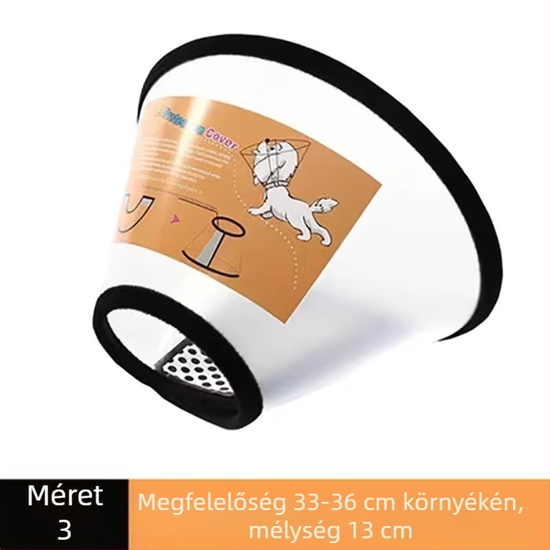 Elizabethan gallér kutyáknak és macskáknak – puha PVC nyakfedél egyszínű mintával, állítható Velcro-zár, újrahasználható, védelem a nyalogatás és a harapás ellen
