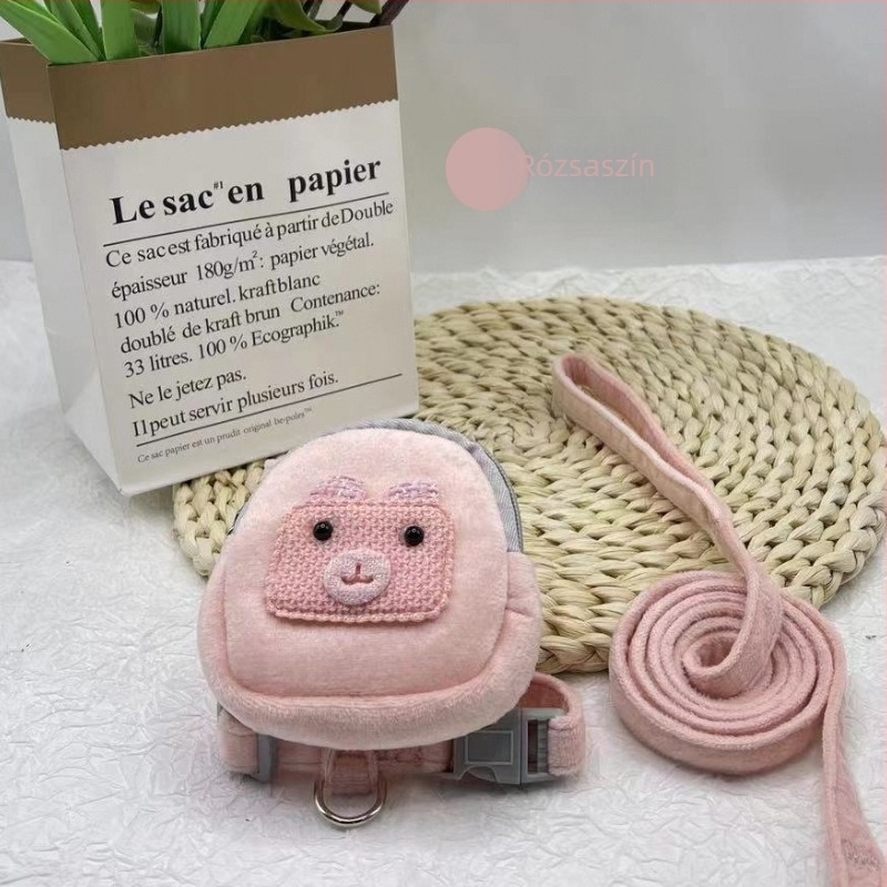 Kutyapóráz pénztárcával és I-alakú macska pórázzal, hátizsákkal, kisméretű ebeknek (Teddy, Bichon)