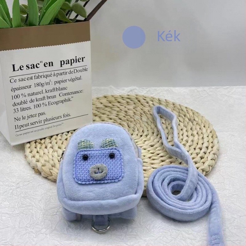 Kutyapóráz pénztárcával és I-alakú macska pórázzal, hátizsákkal, kisméretű ebeknek (Teddy, Bichon)