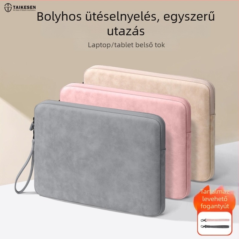 Tykson 14 hüvelykes laptop tok PU külsővel és poliészter-pamut béléssel, kompatibil Huawei, Apple MacBook Air, Lenovo, Xiaomi, városi minimalizmus, uniszex