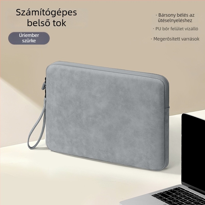 Tykson 14 hüvelykes laptop tok PU külsővel és poliészter-pamut béléssel, kompatibil Huawei, Apple MacBook Air, Lenovo, Xiaomi, városi minimalizmus, uniszex