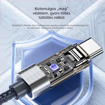 Toocki USB-C kábel kettős C-vel, alumíniumötvözetből, digitális kijelzővel, PD 100W, hossz 1,8 m