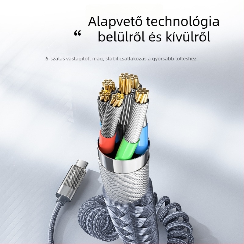 Toocki USB-C kábel kettős C-vel, alumíniumötvözetből, digitális kijelzővel, PD 100W, hossz 1,8 m