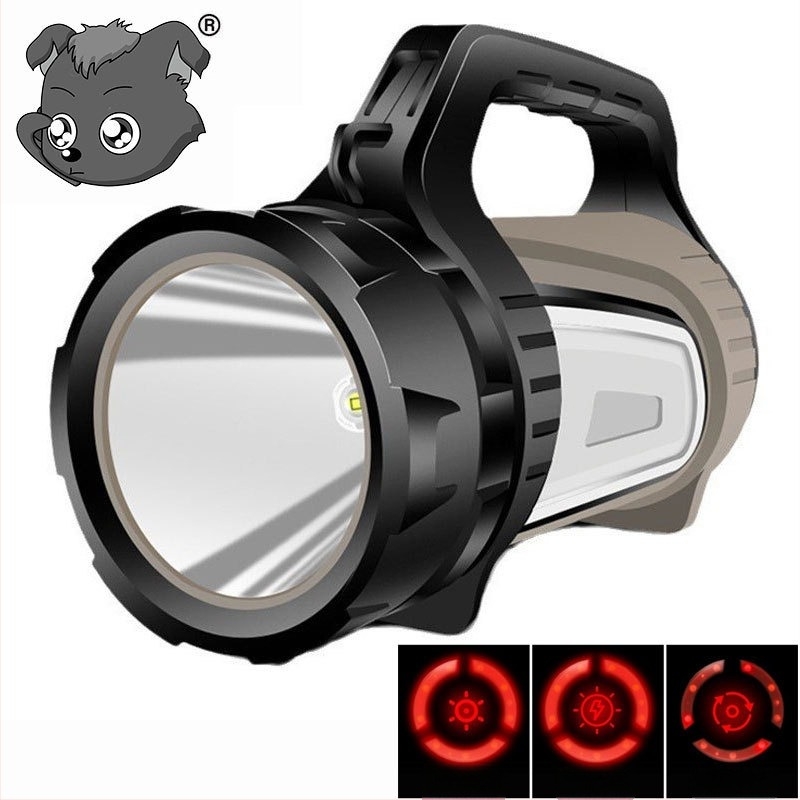 Hengyu 881 hordozható LED zseblámpa, ABS ház, 30W, 9600mAh, újratölthető, hatótávolság ≥500 m
