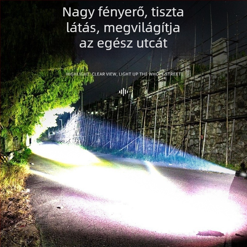 Hengyu 881 hordozható LED zseblámpa, ABS ház, 30W, 9600mAh, újratölthető, hatótávolság ≥500 m