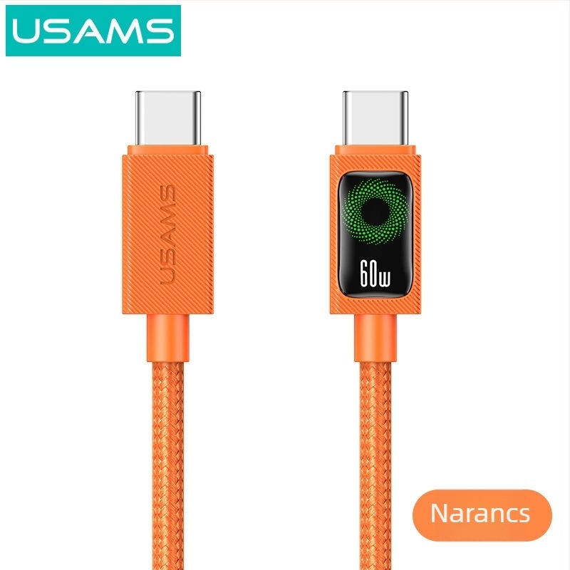 USB-C töltőkábel, fonott kivitel, 60W PD gyorstöltés, hossz 1–2 m