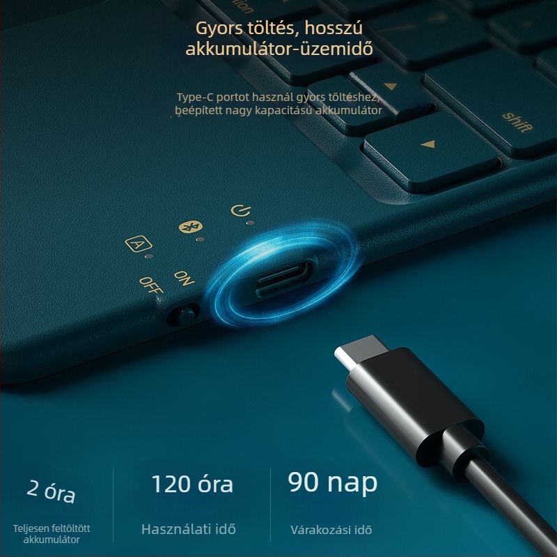 Bluetooth billentyűzet, 64 gomb, ABS anyag, vezeték nélküli, háttérvilágítás nélkül